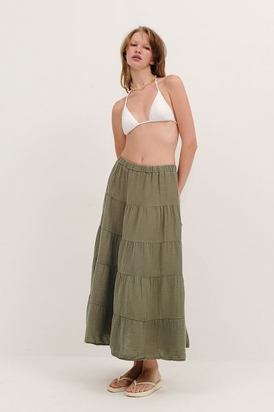 Addax Long Skirt with Elastic Waist E5017-A9