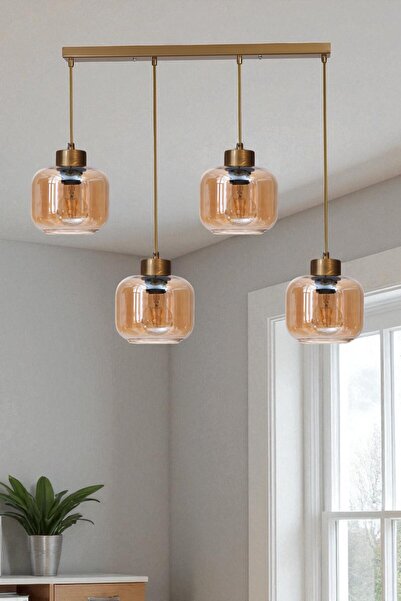 Lumexx PARLA 4 LÜ SIRALI ESKİTME BAL CAMLI SARKIT