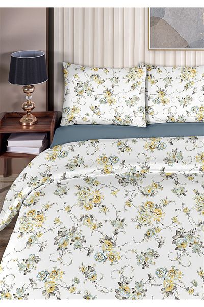 Evim Gardenya 100% Cotton Akfil Cotton Single Duvet Cover Set 160X220Cm Light Yellow