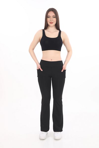 Fit & Fit Tayt Summer High Waist Premium, Recovery Knitted Sports Tights Firming Effect Leggings Black Color