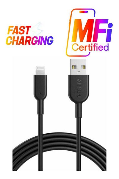 Anker كابل شحن PowerLine II Lightning إلى USB أسود