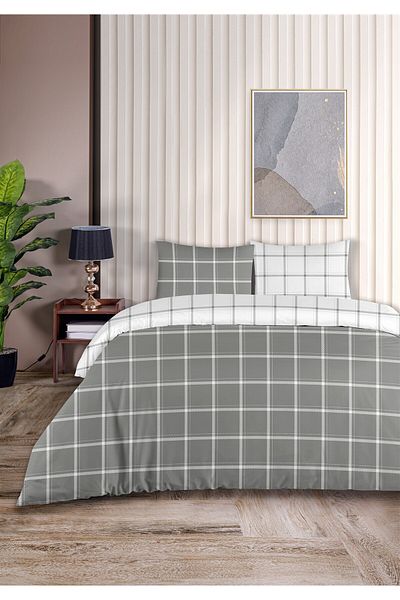 Evim Tual 100% Cotton Akfil Cotton Single Duvet Cover Set 160X220Cm Dark Gray