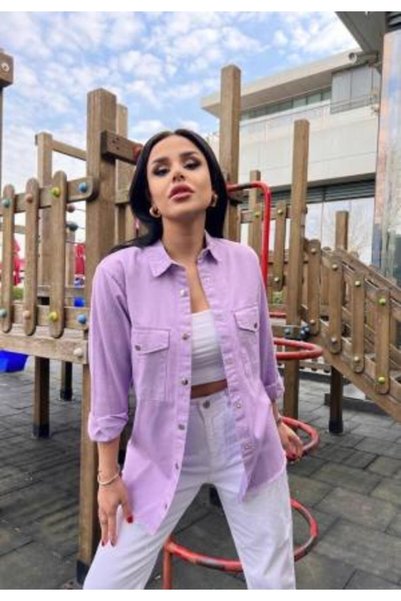 TOSKI Camasa Denim Dama Mov cu Nasturi