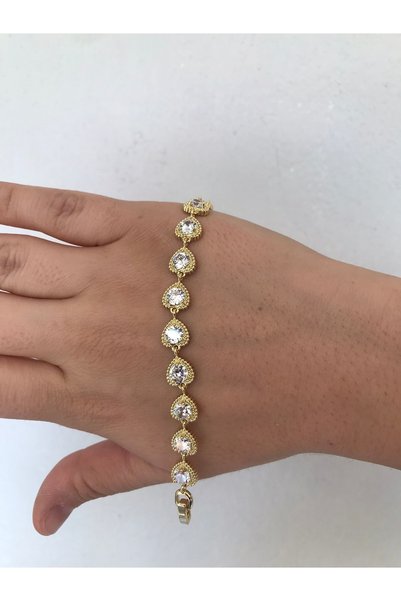 shop Stainless Steel Heart Stone Elevator Shiny Gold Bracelet