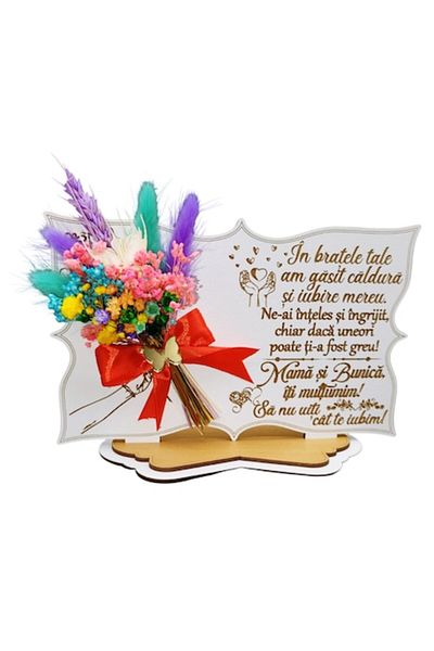 OEM Personalized Gift Frame with Stabilized Flowers, Wooden Frame, White Model
