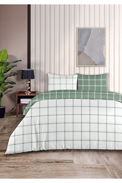 Evim Tual 100% Cotton Akfil Cotton Double Duvet Cover Set 200X220Cm Glass Green