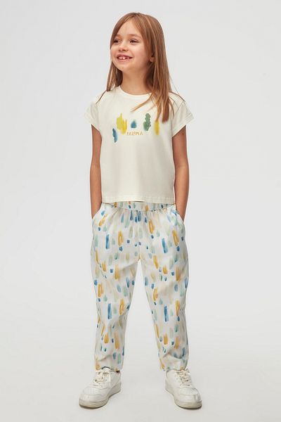nk kids Nk Ki̇ds 58560 Girl's Ecru-Blue Sharp Pants