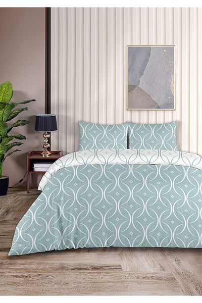 Evim Focus 100% Cotton Akfil Cotton Single Duvet Cover Set 160X220Cm White Water Green