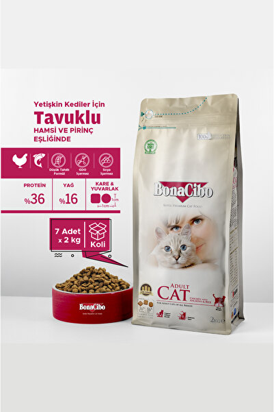 BonaCibo Adult Cat Tavuklu Yetişkin Kedi Maması 2 Kg x 7 Adet, Tüm Irklar İçi...