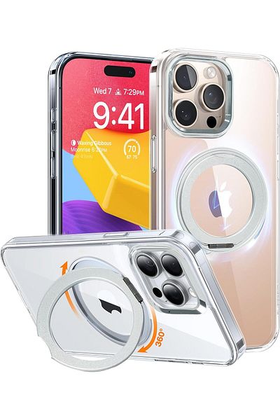 Aztech SuperSnap 360°Rotatable Silver Ring Magnetic Ring for iPhone 15 Pro Max Case