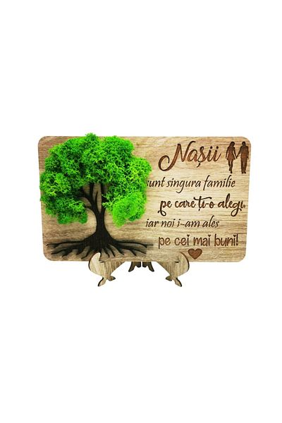 OEM Tablou cu licheni gravat cu mesaj pentru nasi, Lemn bardollino, Model 2