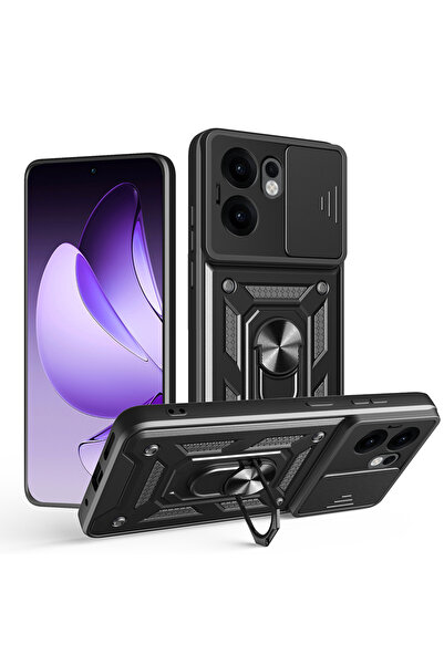 Nezih Case Oppo Reno 13F 5G Uyumlu Magnetik Standlı Kamera Korumalı Sürgülü K...