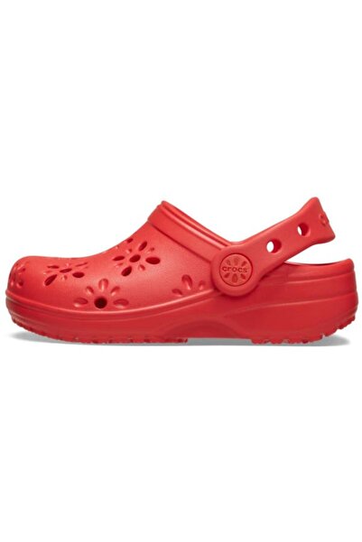 Crocs Saboți Clogs Classic pentru copii mici, cu decupaj floral - Roșu cireș