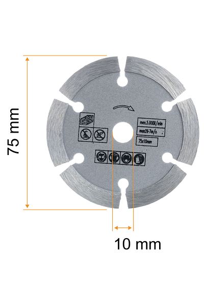 Rosfix Tarcza diamentowa segmentowa 75mm do materiałów budowlanych do szlifierki 12V