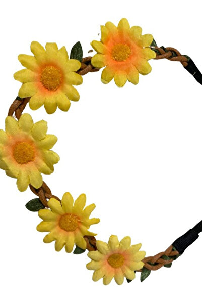 THK ® Tiară cu coroană de sirenă, zână, regină, cu aspect floral, galben solar