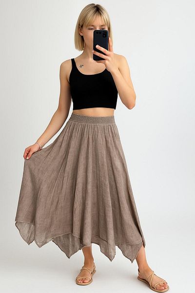 AGORATEKSTİL Women's Asymmetrical Lined 100% Cotton Witch Skirt