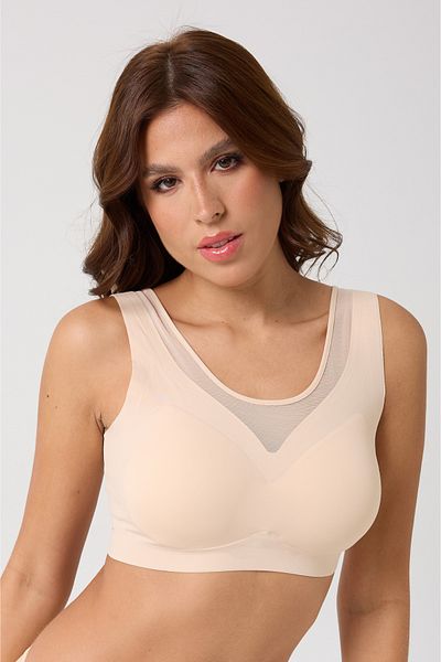 Divvinhomewear Women's Seamless No Underwire Padded Laser Cut No Trace No Show Stand Bra
