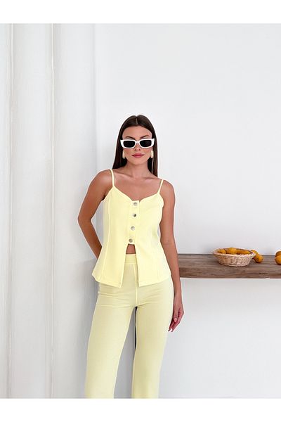 Cistern İstanbul Women's Yellow Strap Vest Pants Bottom Top Set