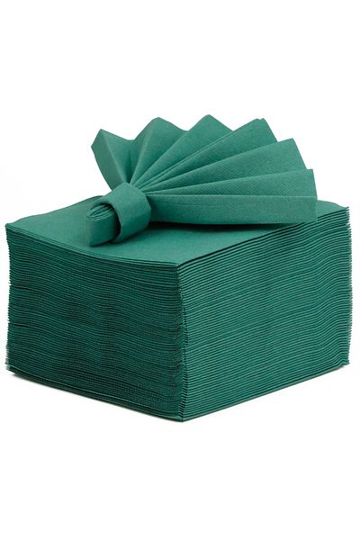 AIRLAID Green Fabric Textured Napkin 40x40 1/4 Pack of 50