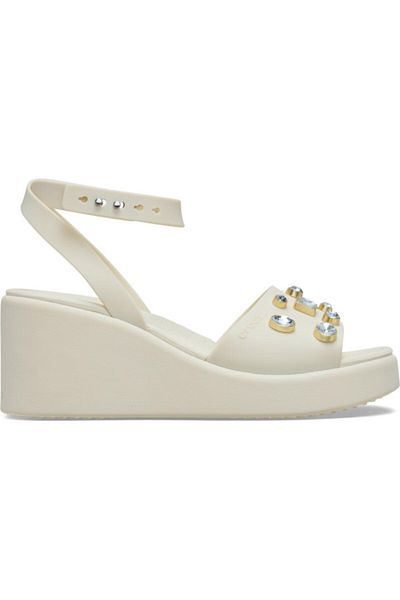 Crocs Sandale cu platformă și bareta la gleznă Brooklyn Gems, talie 37-38 EU - W7 US Bej - Gresie