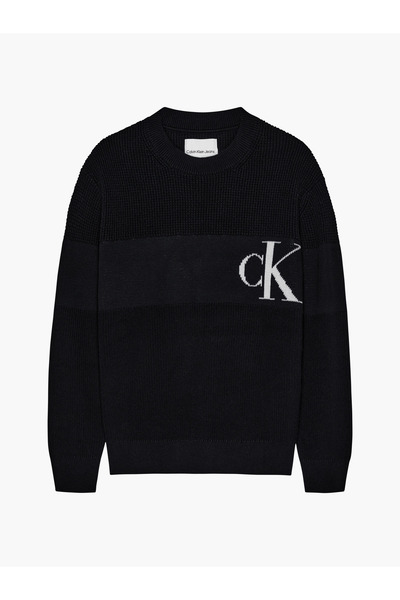 Calvin Klein INTARSIA CHEST MONOG Erkek Siyah Kazak