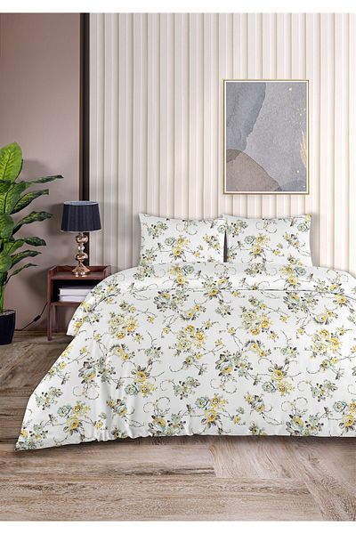 Evim Gardenya 100% Cotton Akfil Cotton Single Duvet Cover Set 160X220Cm Light Yellow