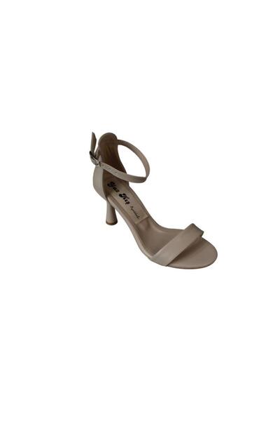 Yaz Kış Ayakkabı Yazkiş Women's Black Skin White Skin 8cm Thin Heel Single St...