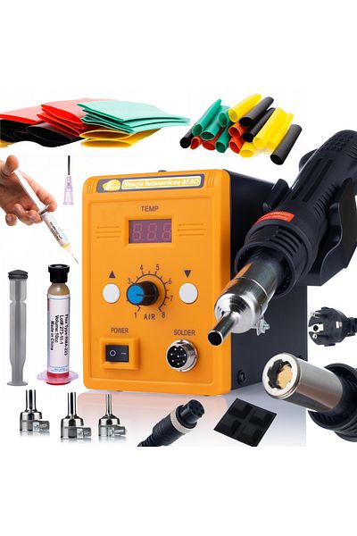 Rosfix Stacja Lutownicza Hot-Air 858D + Zestaw 3 Dysz + Zestaw rurek 328szt + Topnik RMA-223