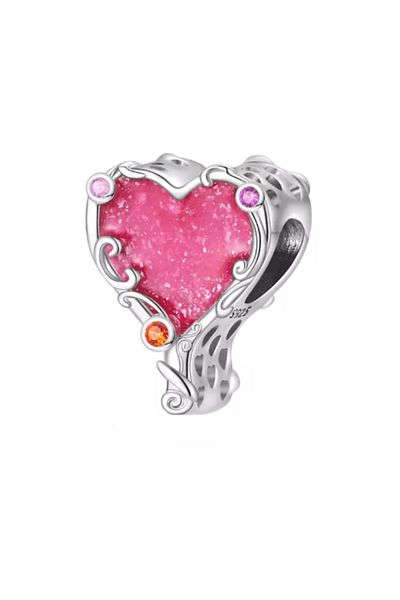 OEM Heart-shaped charm, Diora brand, made of silver, compatible with Pandora