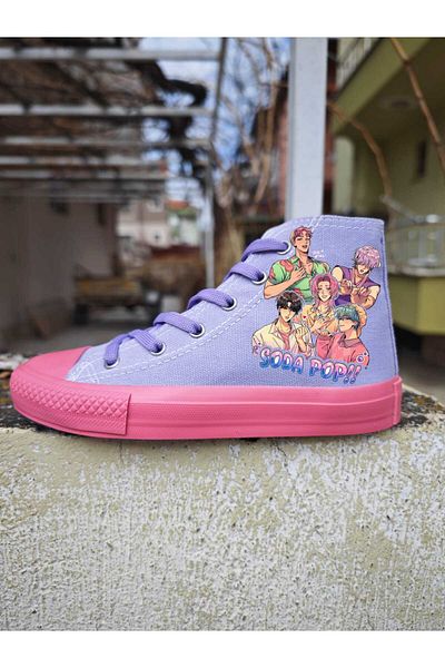 ECCAdesing Sooodoo Kids Printed Pink Sole Purple Young Children's Girls Sneakers