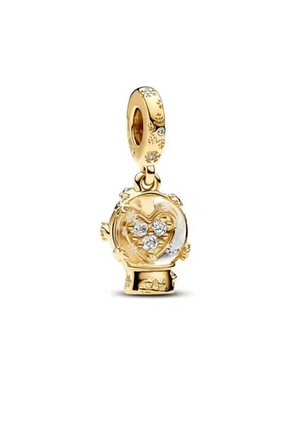 OEM Charm compatible with Pandora bracelet, Globe with Heart model, Silver