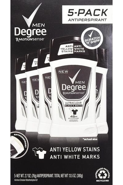 Degree Ultra Clear Black+White Antiperspirant Deodorant Stick 2.7 oz (Pack of 5)