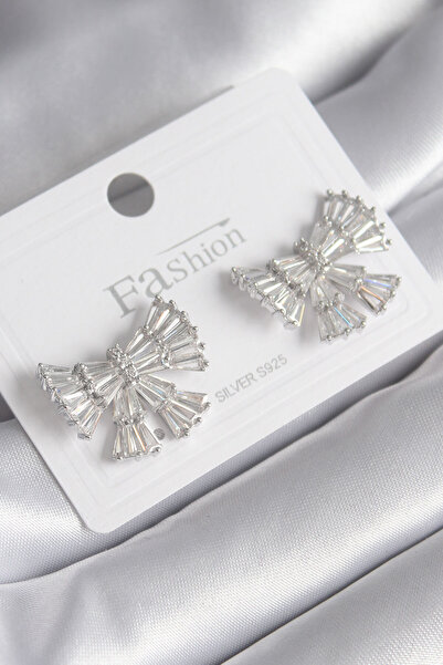 Skygo Brass Silver Color Zircon Stone Ribbon Model Women's Cube - TJ-BKP8600