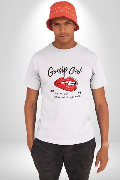Angemiel تي شيرت Gossip Girl Gossip Girl مطبوع باللون الأبيض كبير الحجم للنساء والرجال مطبوع من الأمام