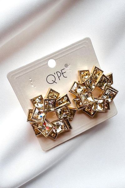 PETEK AKSESUAR Square Flower Hoop Earrings