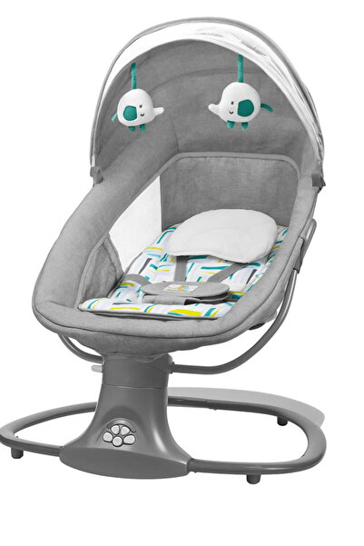 MASA كرسي هزاز مريح للأطفال مع مظلة وألعاب معلقة - رمادي