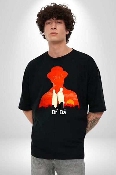 Angemiel Walter White Br Ba Silhouette Black Oversize Women's Men's Front Printed T-Shirt