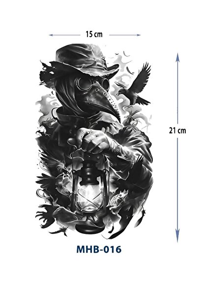 Attach MHB-016 ORTA BOY GAZLAMBALI KARGA MASKE DESEN GEÇİCİ DÖVME-TATTO