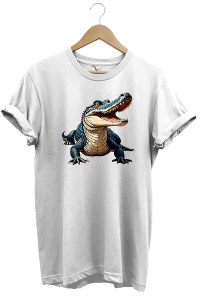 WİDİ Tricou cu crocodil imprimat 100% bumbac cu croiala normala