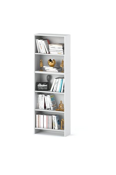 Meble Regał Na Książki Biały Biurowy 60 CM 5 Półek Regał Na Zabawki Loft
