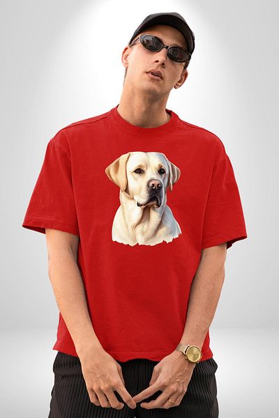 Angemiel Loyal Friend Labrador Retriever Love Dog Friendly Red Oversize Women Men Front Printed T-Shirt
