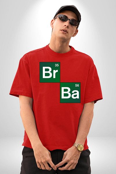 Angemiel Periodic Table Heisenberg Breaking Bad Red Oversize Women's Men's Front Printed T-Shirt