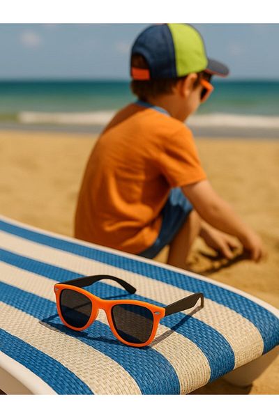 Lexi Bella Kids Orange / Black Sunglasses Double Color Frame Uv 400 Protected Ce Certificated