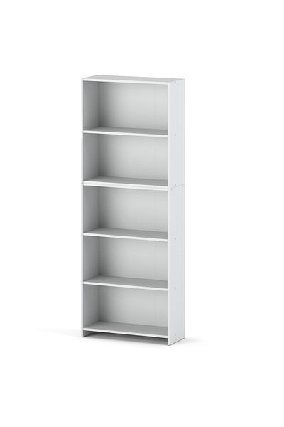Meble Regał Na Książki Biurowy Biały 70 CM z 5 Półkami Segregatory Zabawki Loft