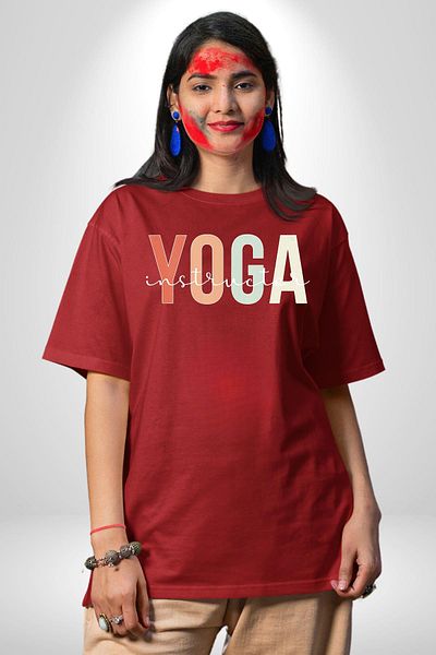 Angemiel Yoga Trainer Red Oversize Women's Men's Front Printed T-Shirt
