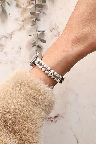OQQO Phoebe Gray Pearl Stone Women Wrist Watch