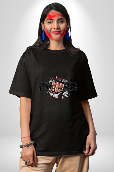 Angemiel Keep Your Lies, Break Your Promises! Black Oversize Women's Men's Front Printed T-Shirt