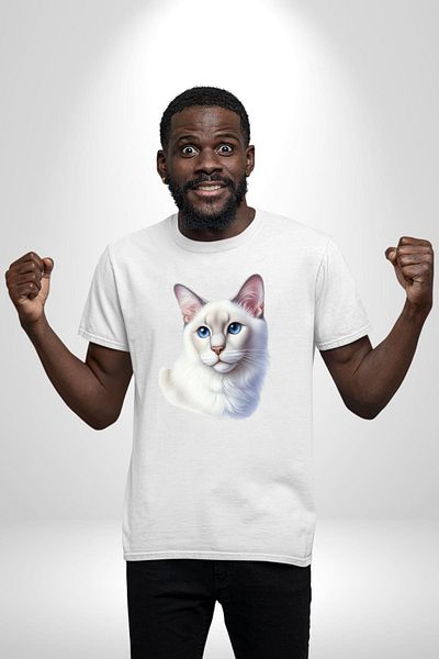 Angemiel Ragdoll Cat White Oversize Women's Men's Front Printed T-Shirt