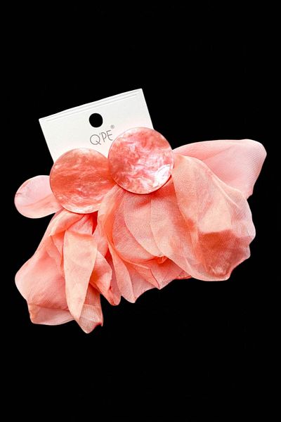 PETEK AKSESUAR Tulle Acrylic Button Earring