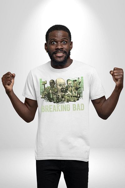 Angemiel تي شيرت مطبوع من الأمام للنساء والرجال باللون الأبيض ذو قصة كيمياء وقصة جريمة من Breaking Bad Style